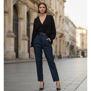 Vintage Evan Picone Womens Size 14 Lined Pleated Navy Blue Dress Pants Trousers